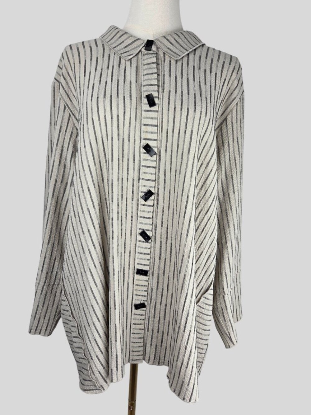 Ali Miles Striped Tunic Top Blouse Artsy Lagenlook Sz XL EUC Artsy‎ Eclectic